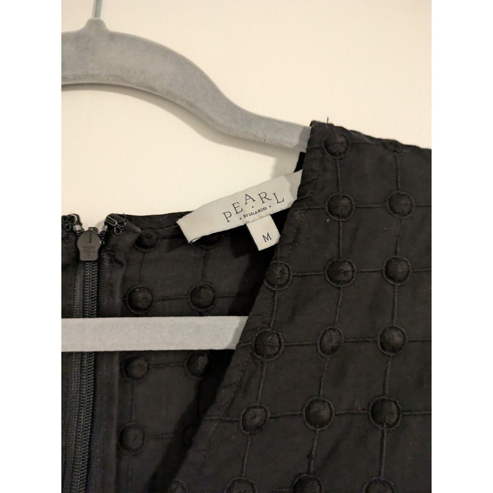 Pearl By Lela Rose Dotted Flounce Hem Mini Dress In Black Size Medium - Picture 5 of 5